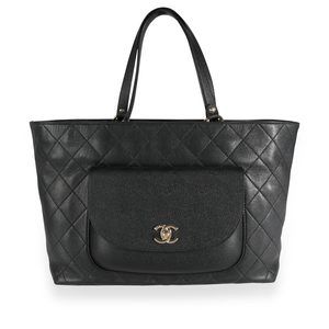Chanel Black Quilted Calfskin & Caviar Daily Round Tote